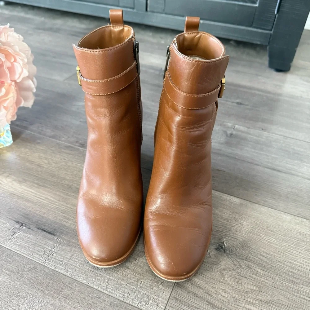 Michael Kors Cognac Leather Classic Heel Booties - Picture 2 of 9